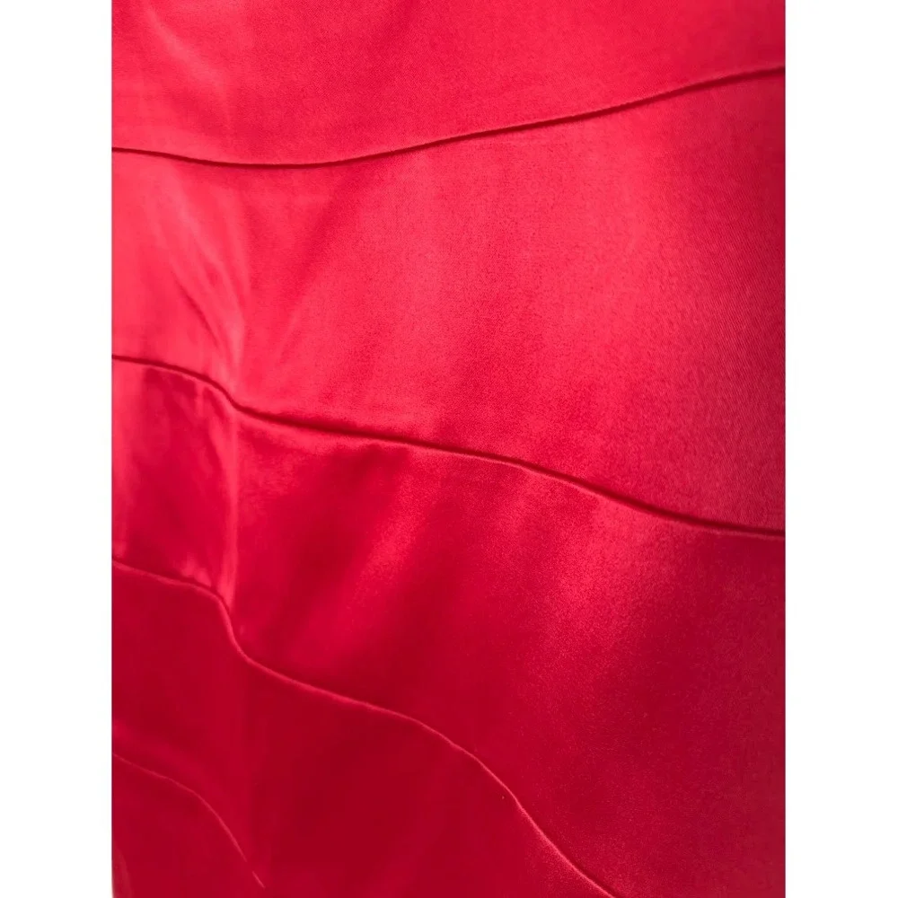 33-Dressbarn‎ Collection  Sz 8 Red Sheath Dress Square Neck Sleeveless Ruched